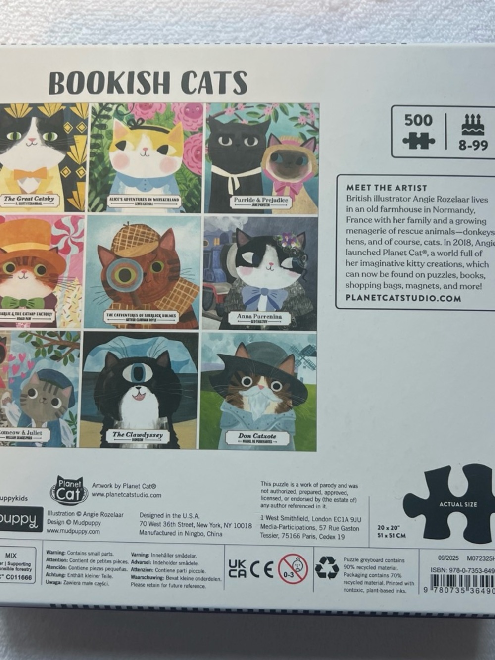 NEW-500-Piece Puzzle - Cat Book Covers (Multicolor) - Picture 2 of 2